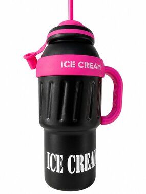 36 oz Black & Pink Insulated Tumbler Mug with Handle & Straw – Black/Pink
